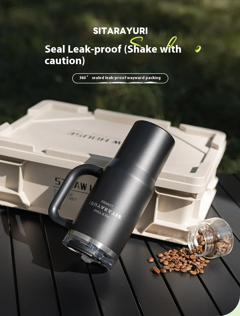 304 Stainless Steel Insulated 900Ml Thermal Coffee Car Cup Tumbler With Handle Straw