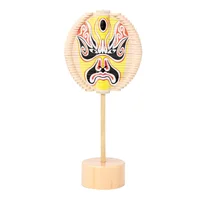 Wooden Spiral Lollipop Toys Rotating Spin Magic Wand Stress Relief for Adults Chinese Opera Face Yellow 1
