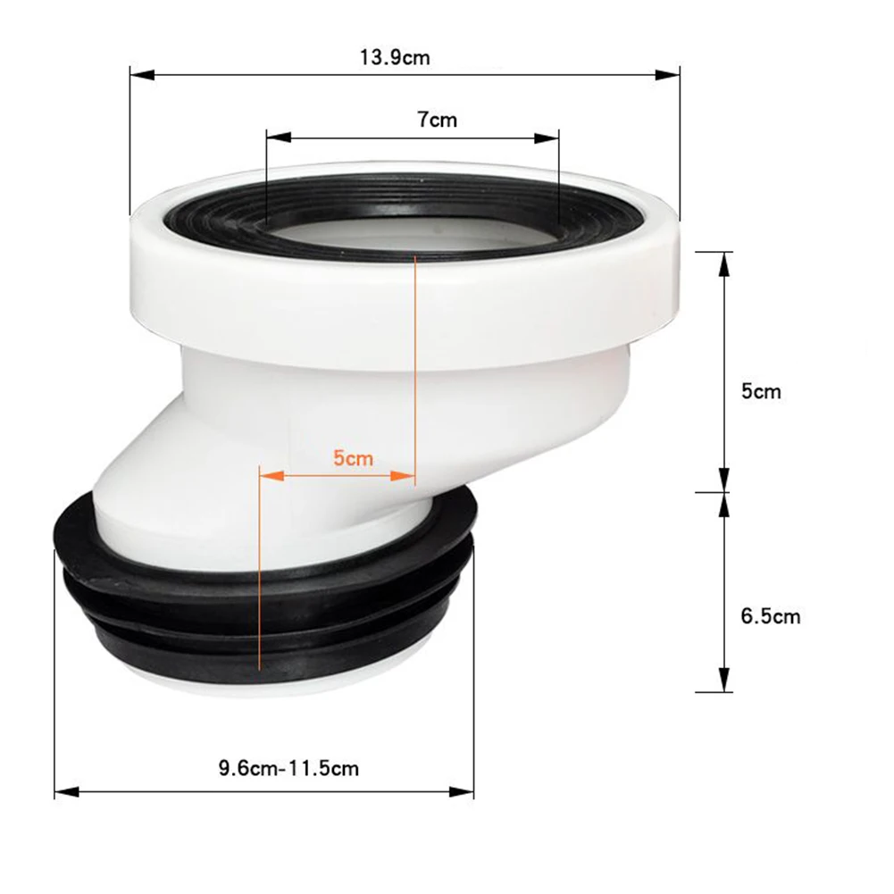 Offset Toilet WC Misaligned Pan Connector Shifter Bowl 2/5/10cm Smooth Soiling Pipe PVC Straight Eccentric Nozzle Replacement
