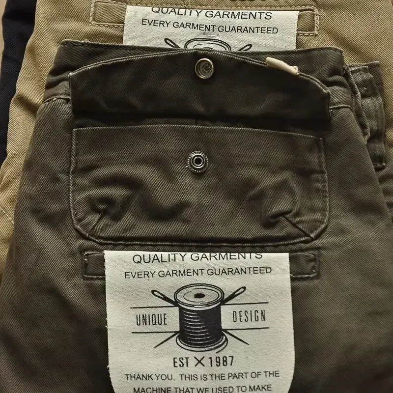 Calças de carga retrô americanas resistentes ao desgaste para homens, calças casuais, perna reta solta, nova roupa de trabalho, americana, 2024