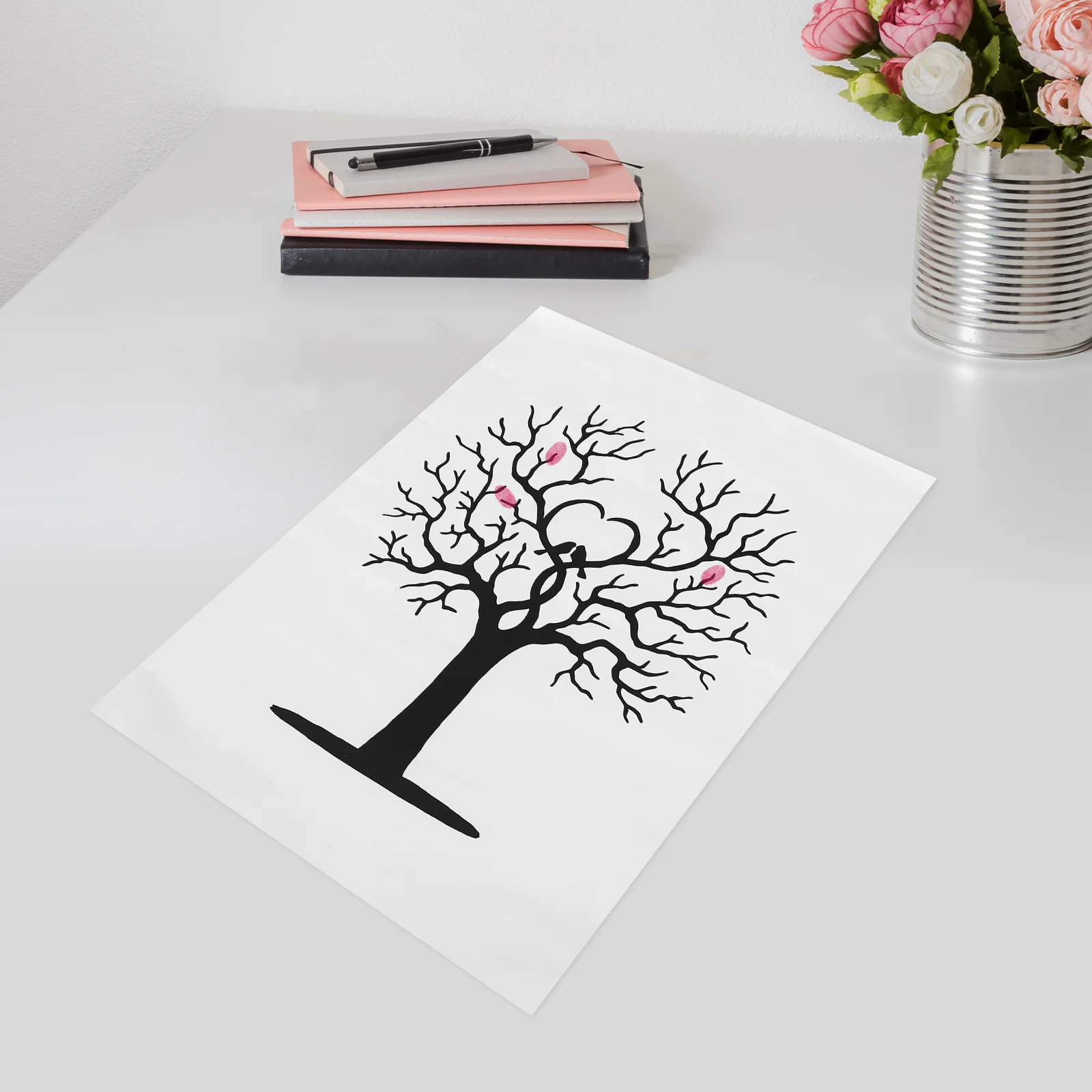 40 X Fingerprint Tree for Baby Shower Wedding Guest Book Fingerprints Signing Canvas European Style