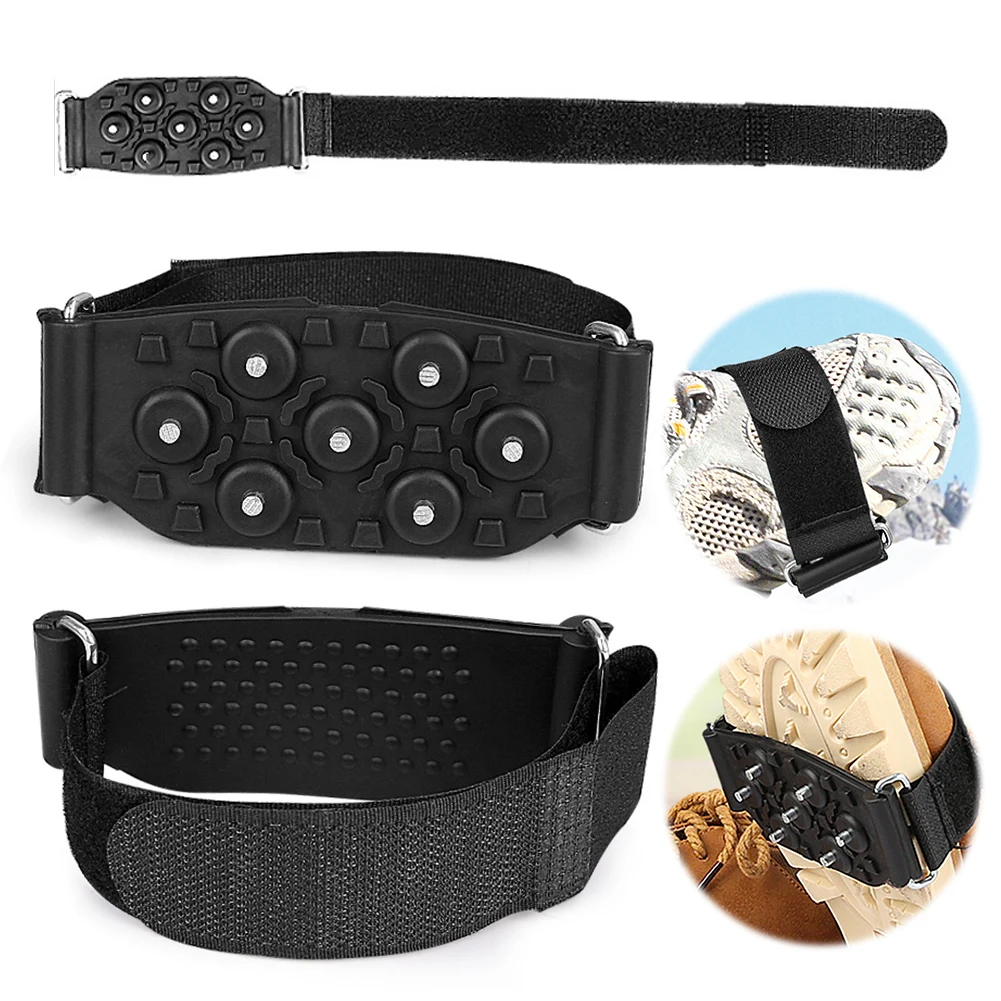 7 Teeth Snow Ice Claws Non-Slip Winter Ice Cleats Ice Crampons Walking Shoe Ice Spikes for Outdoor Mountaineering Camping