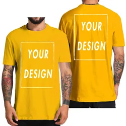 Personalized Men's Custom Design Cotton T-Shirt - Create Your Own Logo, Text, and Photo - 3XL (Gold Yellow)