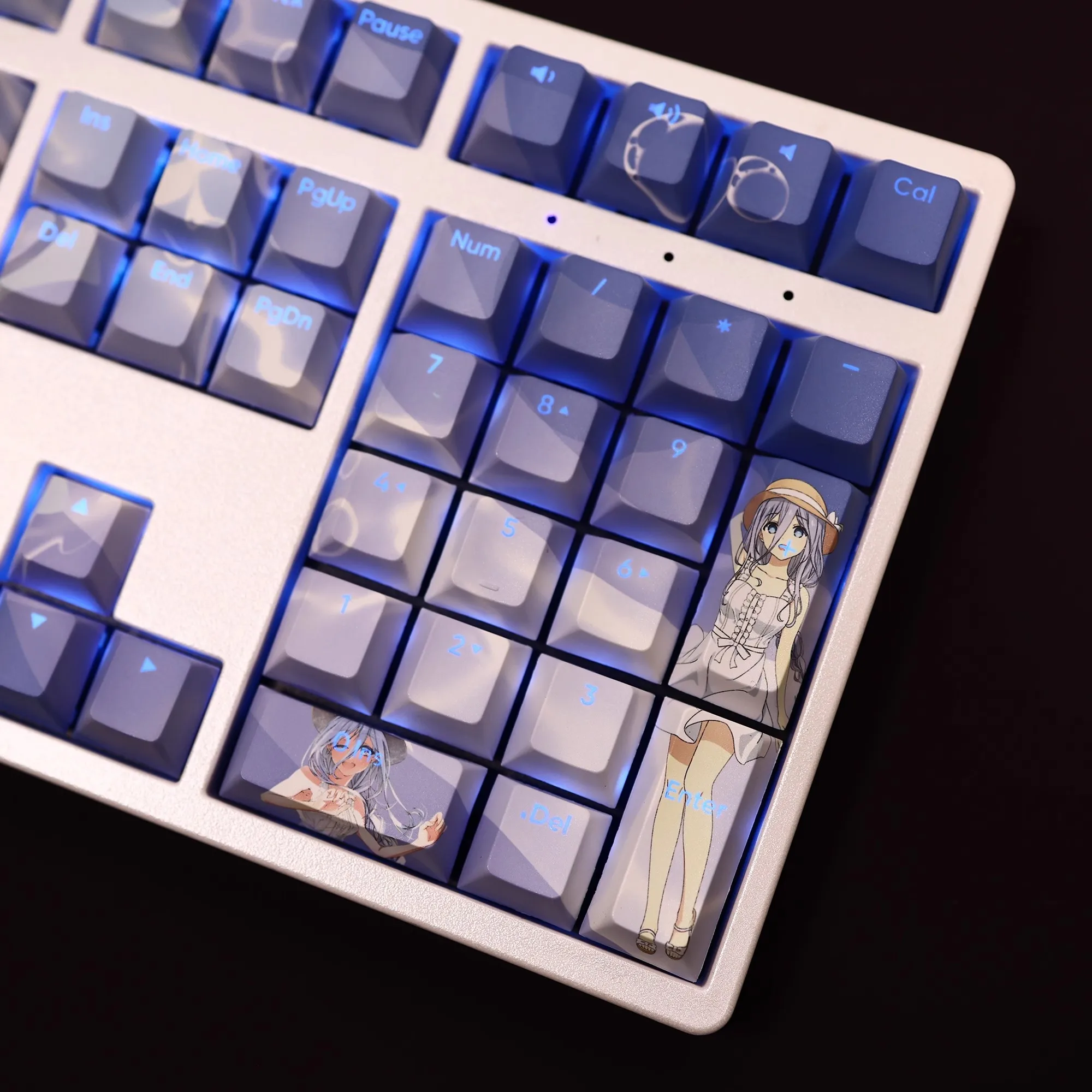 Anime Cartoon Keycaps 108 Teclas Data ao Vivo Takamiya Mio Keycap Tintura Pbt Subbed Keycaps Teclado Anime Ansi 61 87 104 108 - Imagem 3