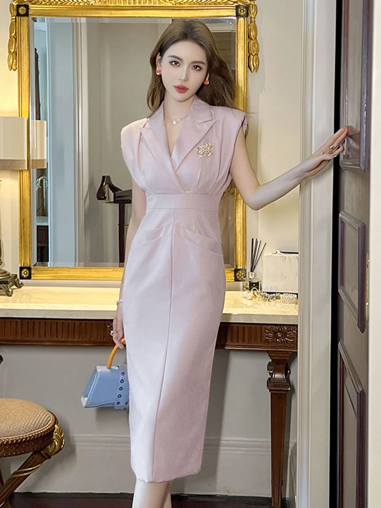 Summer Work Style Business Formal Pencil Dress Women Clothes Elegant Office  Commute Solid Sleeveless Slim Party Vestidos Fiesta - AliExpress 200000345
