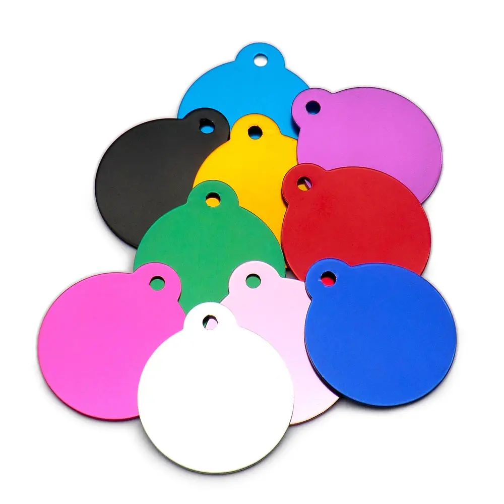 100pcs Dog Pet ID Tags Pendant Plate Lost Tag Puppy Cat Name Address Lable Round Collar Keyrings Accessories