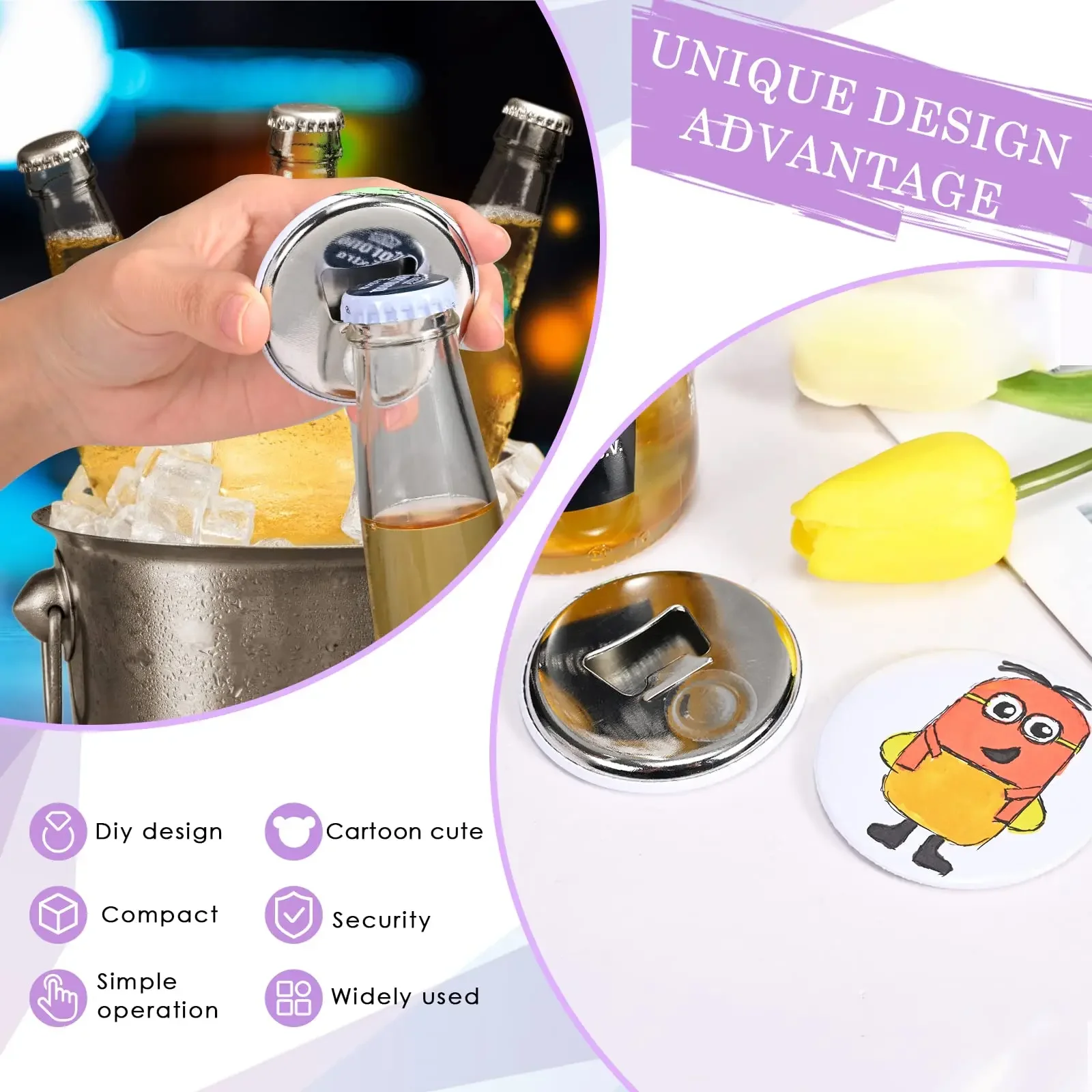 Metal Button Parts Supplies Fridge Magnet Bottle-Opener Button Maker Machine Round Pin Maker Materials badge parts button making supplies 100PCS 58mm