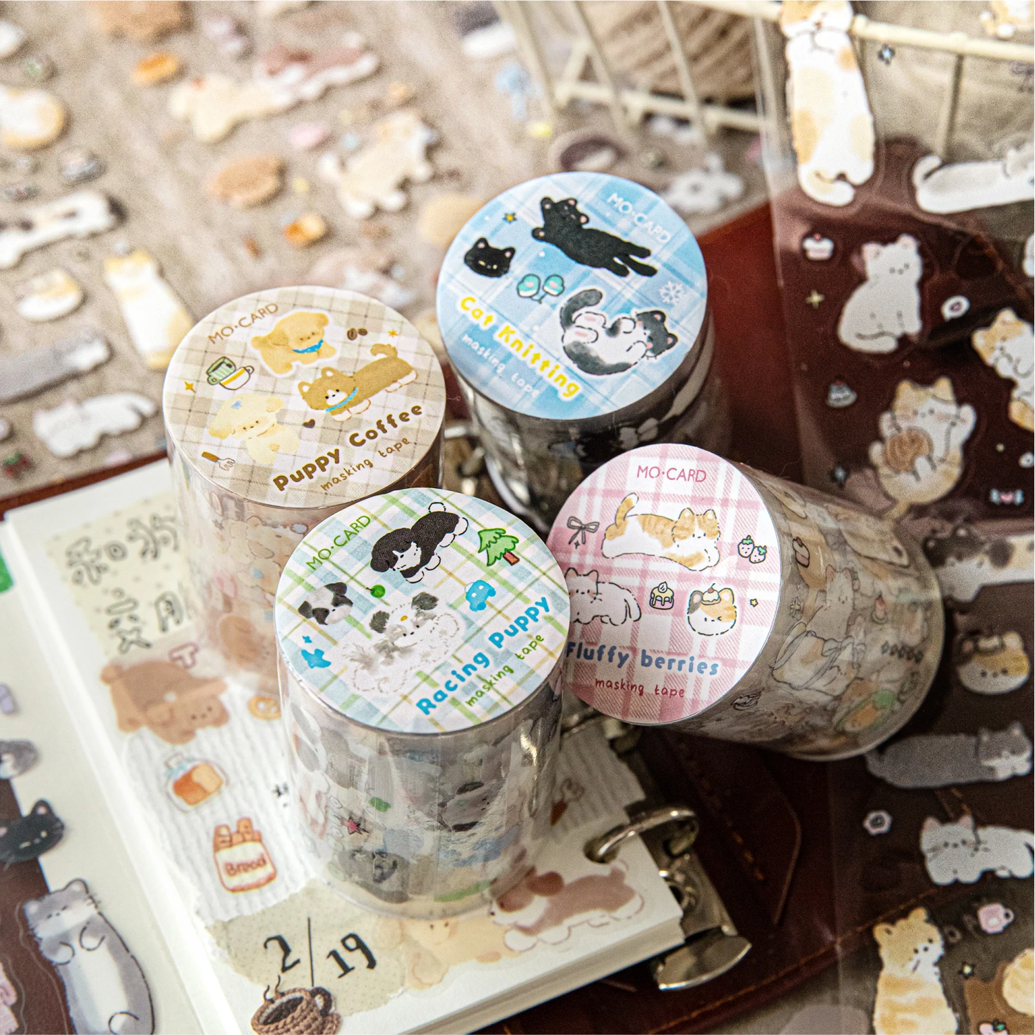 50mm * 2m 고양이와 강아지 시리즈 귀여운 애완동물 반짝이 모래 와시 테이프 DIY 스크랩북 미적 마스킹 테이프