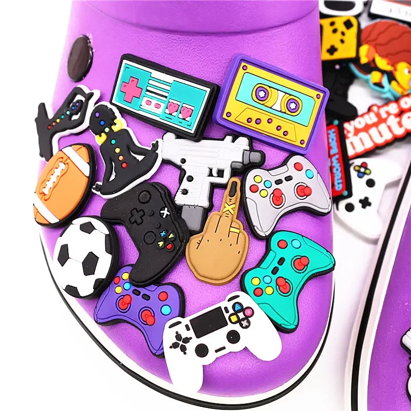 Shoe Charms 1pcs Gamepad Gun Yoga Football Electricity Garden DIY Wristbands Accessories Decorations