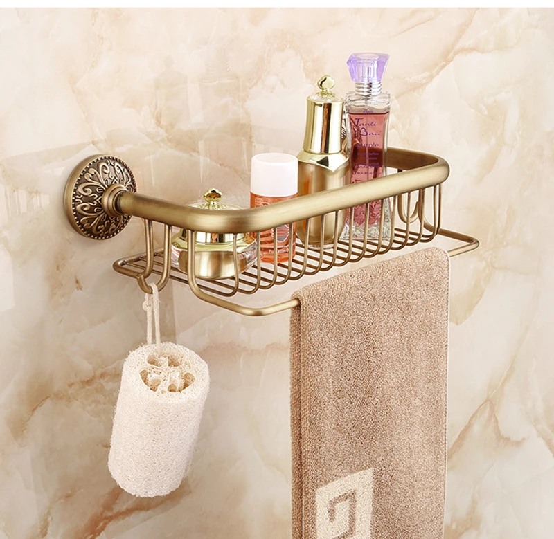 Description Picture 5 of itemAntique Bronze Brass Wall Mounted Bathroom Soap Basket Bathroom Shower Shelf Shampoo Holder Shelves Storage Shelf Rack