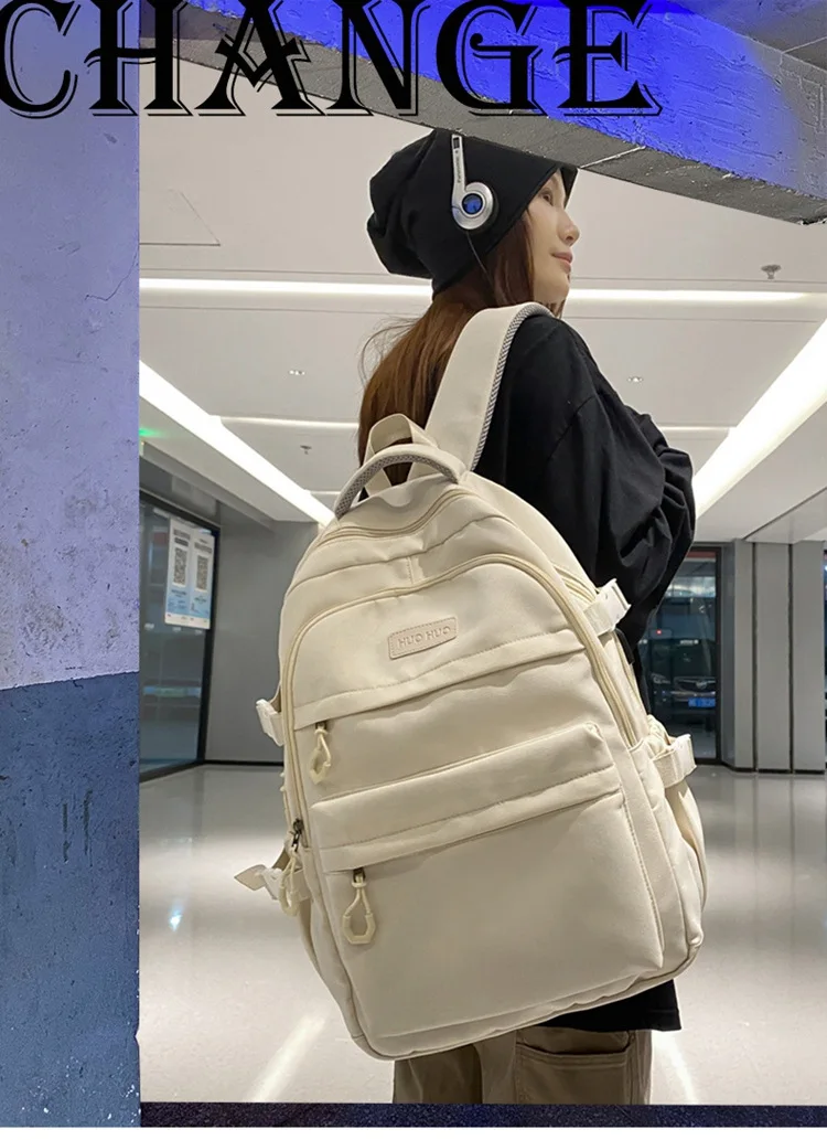 Large Capacity Solid Color Backpack for High School Students, Simple Black Travel Backpack for Middle School Students 2026 New