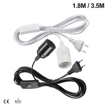 EU 플러그 3.5m 전원 코드 케이블, E27 램프 베이스 홀더, 펜던트 LED 전구 고정 장치, 행글램프 서스펜션 소켓 스위치 와이어 포함