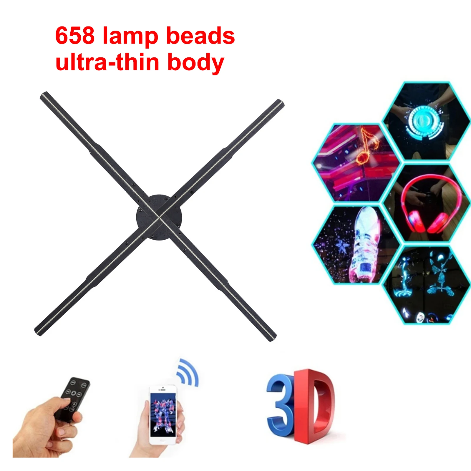 

Business Advertsing Lights 56cm Fan 3D Holographic Projector WIFI Naked Eye 3D Projection Product Display Support Picture Video