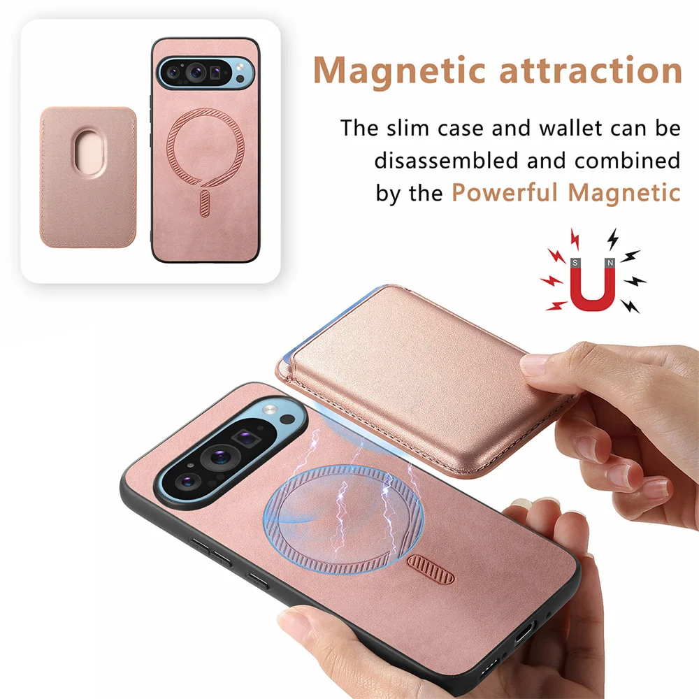 Luxury Leather Card Slot Bag Magsafe Case with Magnetic Wallet Cover