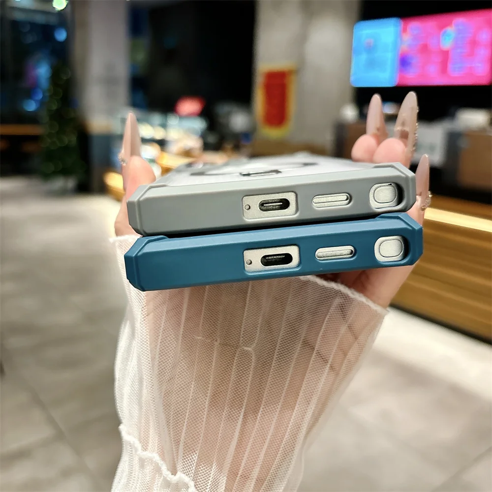 Magnetic Ring Folding Stand Phone Case with Dual Layer Protection and Shockproof Armor Back Cover