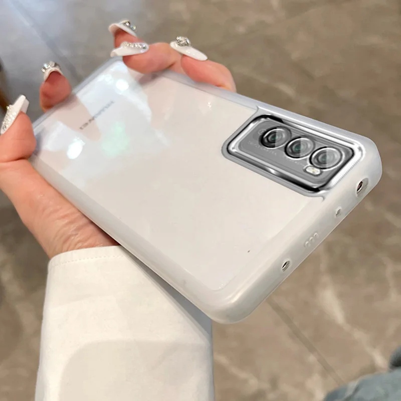 Funda transparente con marco mate para SamsungA54, A73, A52, A33, A13, A32, 4G, A22, 5G, A34, A24, A72, A21S, A20, A23, A53, protector de lente_voghion.com