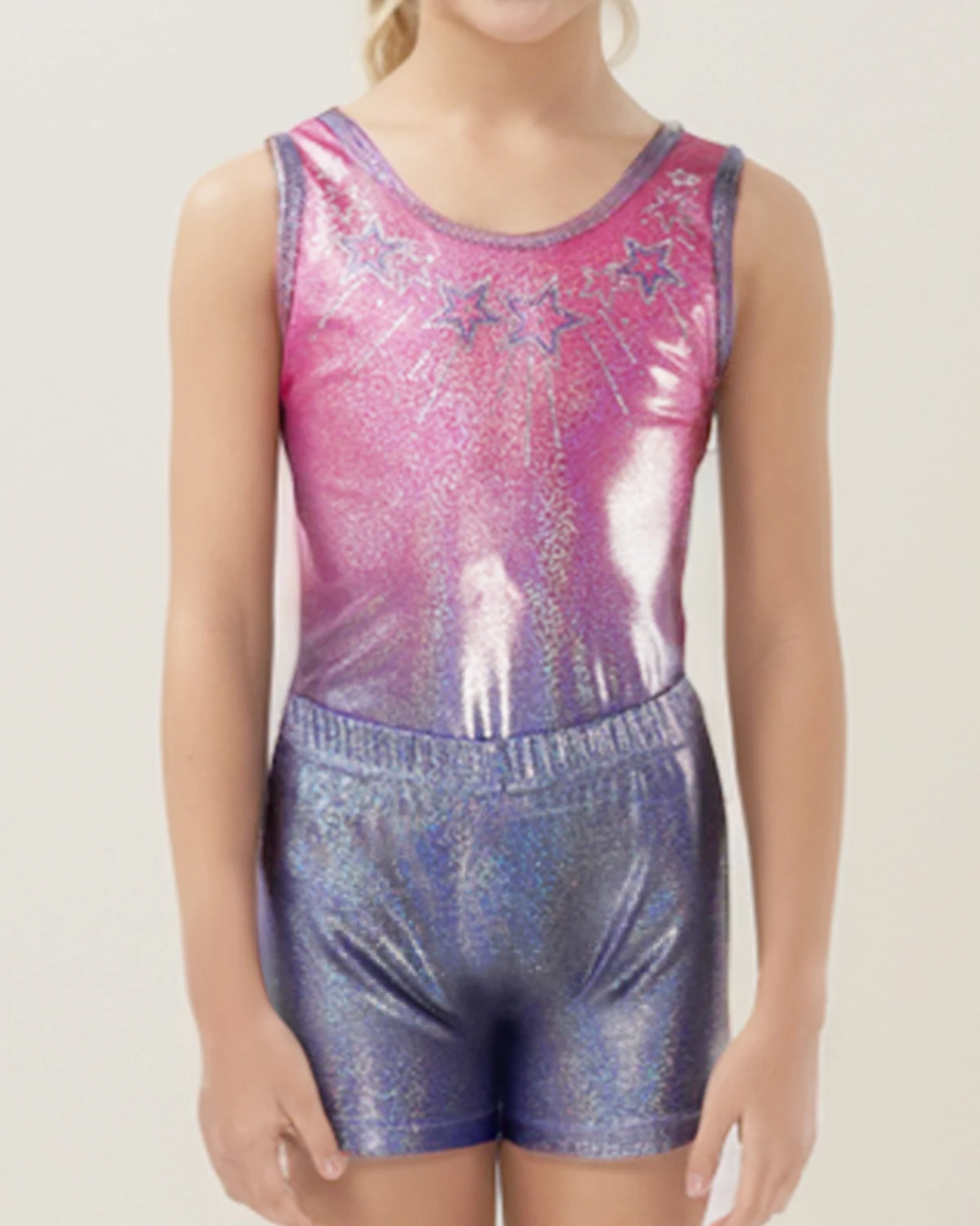 Gymnastics Dancewear Sets Girls Three-Piece Gymnastics Set Sleeveless Leotards with Shorts and Hairband Sparkling Ballet Dancing Unitards