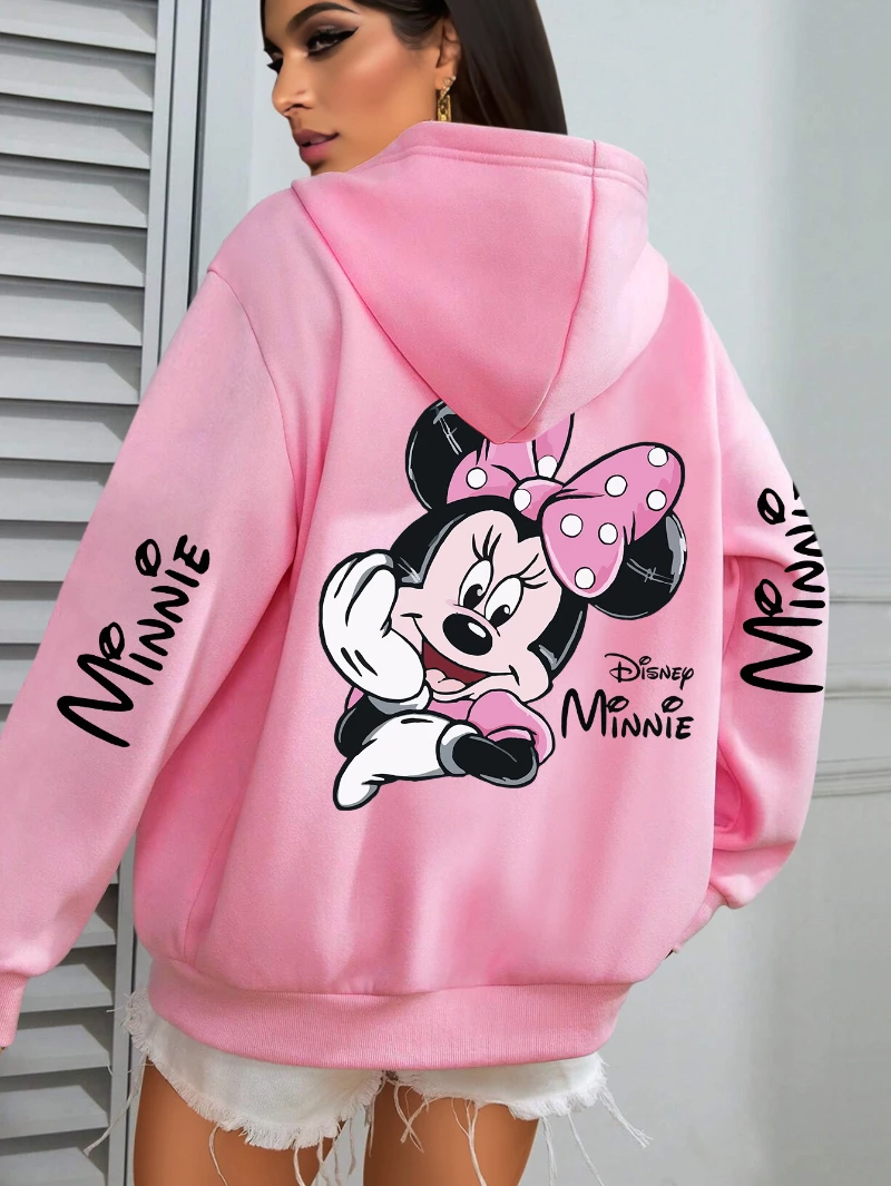 Sweat à capuche oversize rose Minnie Disney pour femme