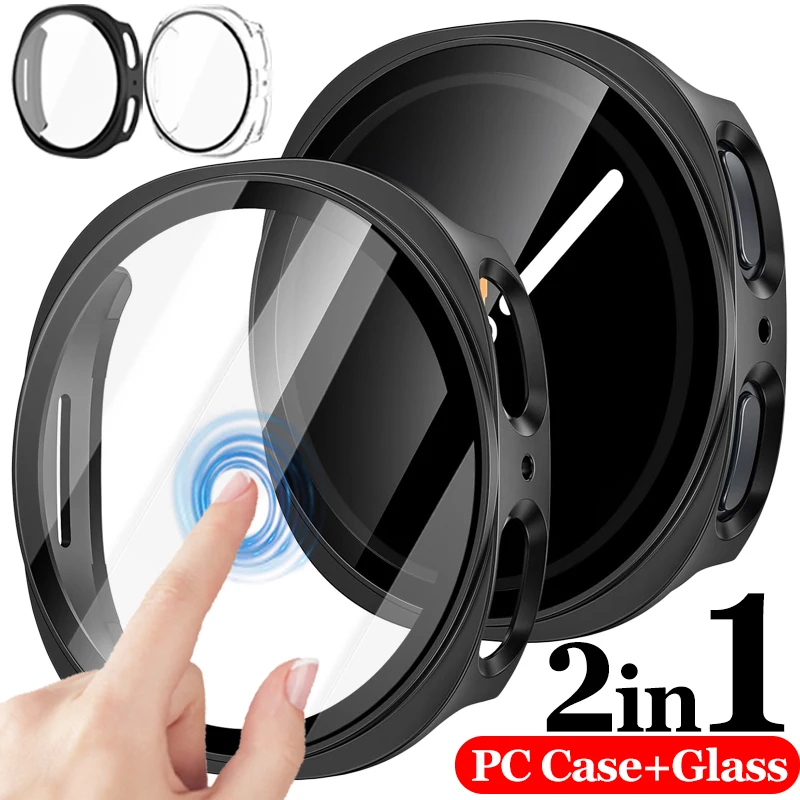 Case + Glass Full Coverage Bumper PC Hard Protective Case Cover Protector Shell for Samsung Galaxy Watch 8 40/44mm Accessories