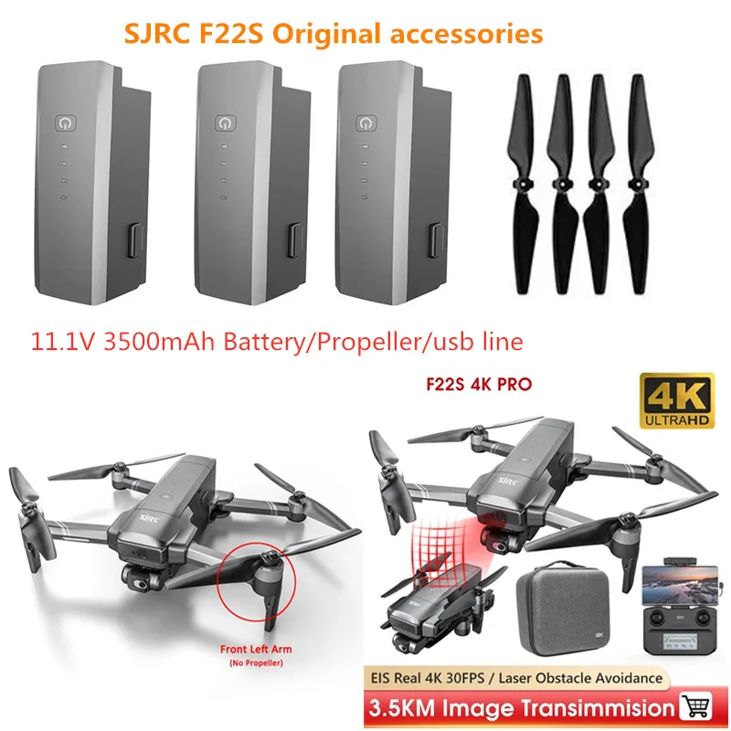 SJRC F22S 4K Brushless RC Drone Spare Parts 11.1V 3500MAH Battery/Propeller/USB Line For F22S RC  Quadcopter Accessories F22S to