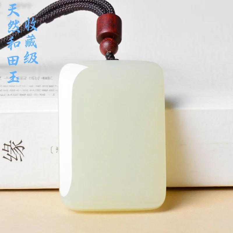 

Natural 100% real hetian jade carve safety button pendant Bless peace necklace jewellery fashion for women men lucky gifts