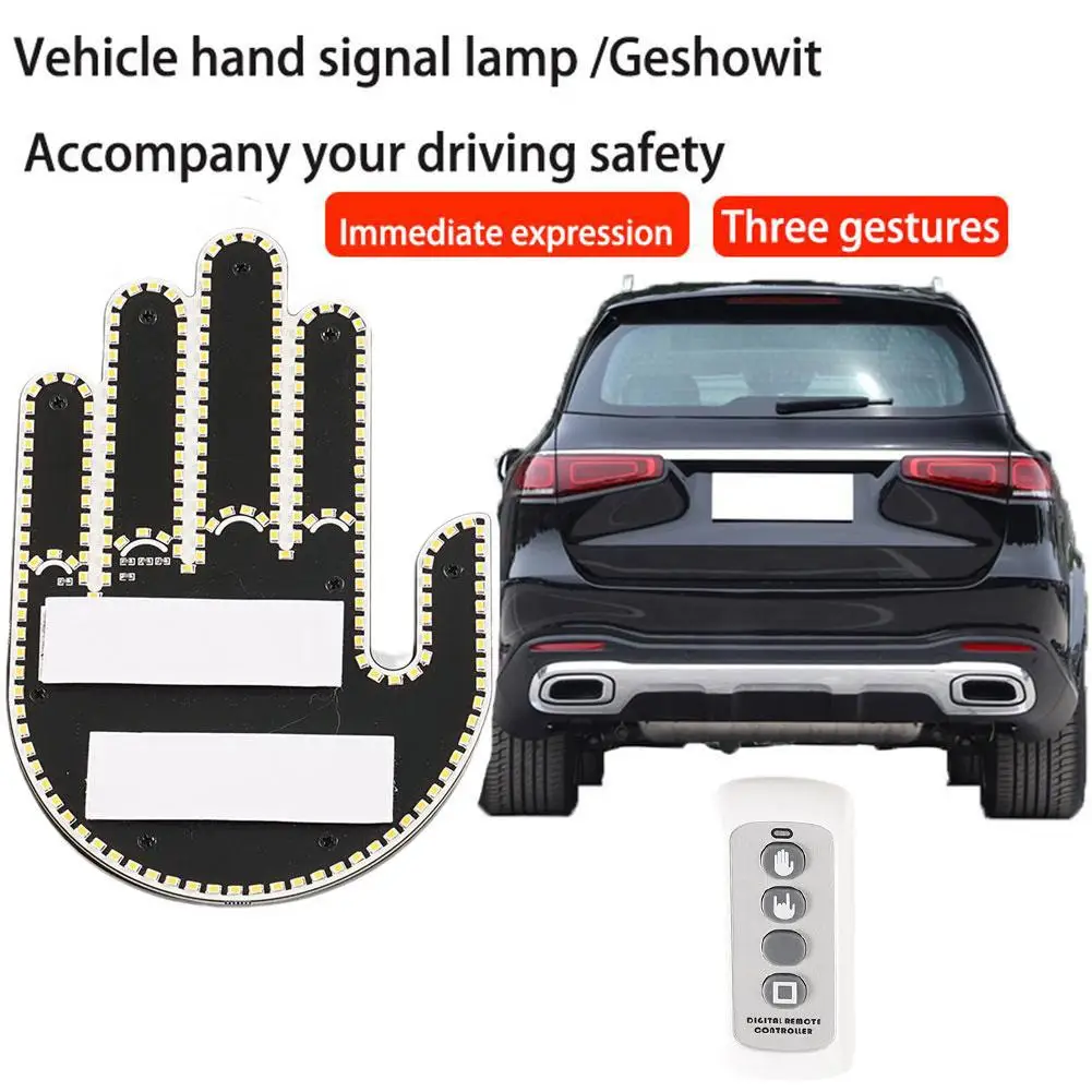 Universal Funny Car Finger Light With Remote Road Rage Signs