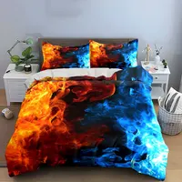 Ensemble de literie Fire and Ice Art Decor avec 1 housse de couette et 2 taies d'oreiller, simple, double, king, queen, cadeau 4