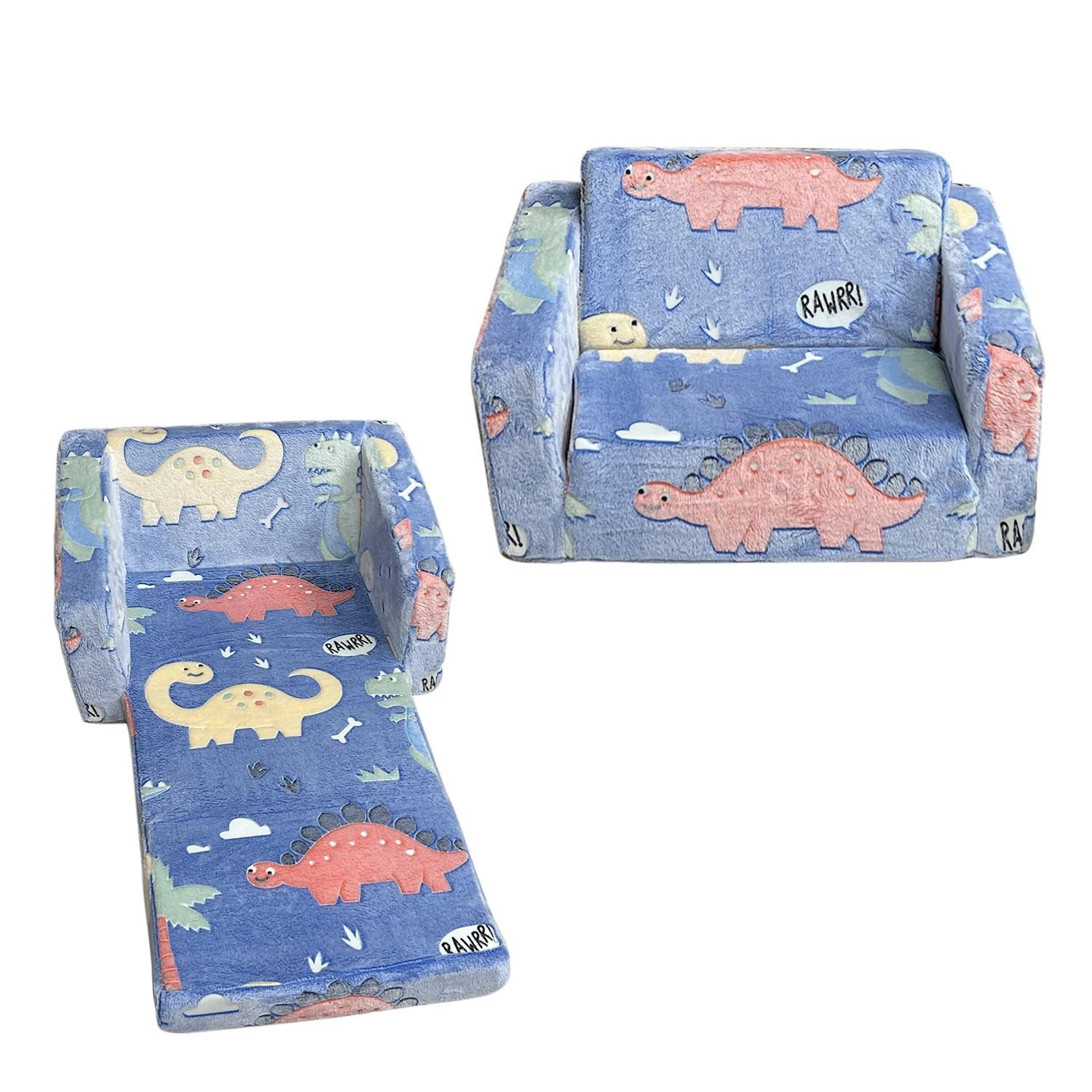 Kids Couch Fold Out, Flip Out Kids Sofa Chair, Foldable Toddler Couch for Girls Boys, Children Convertible Sofa for Playroom