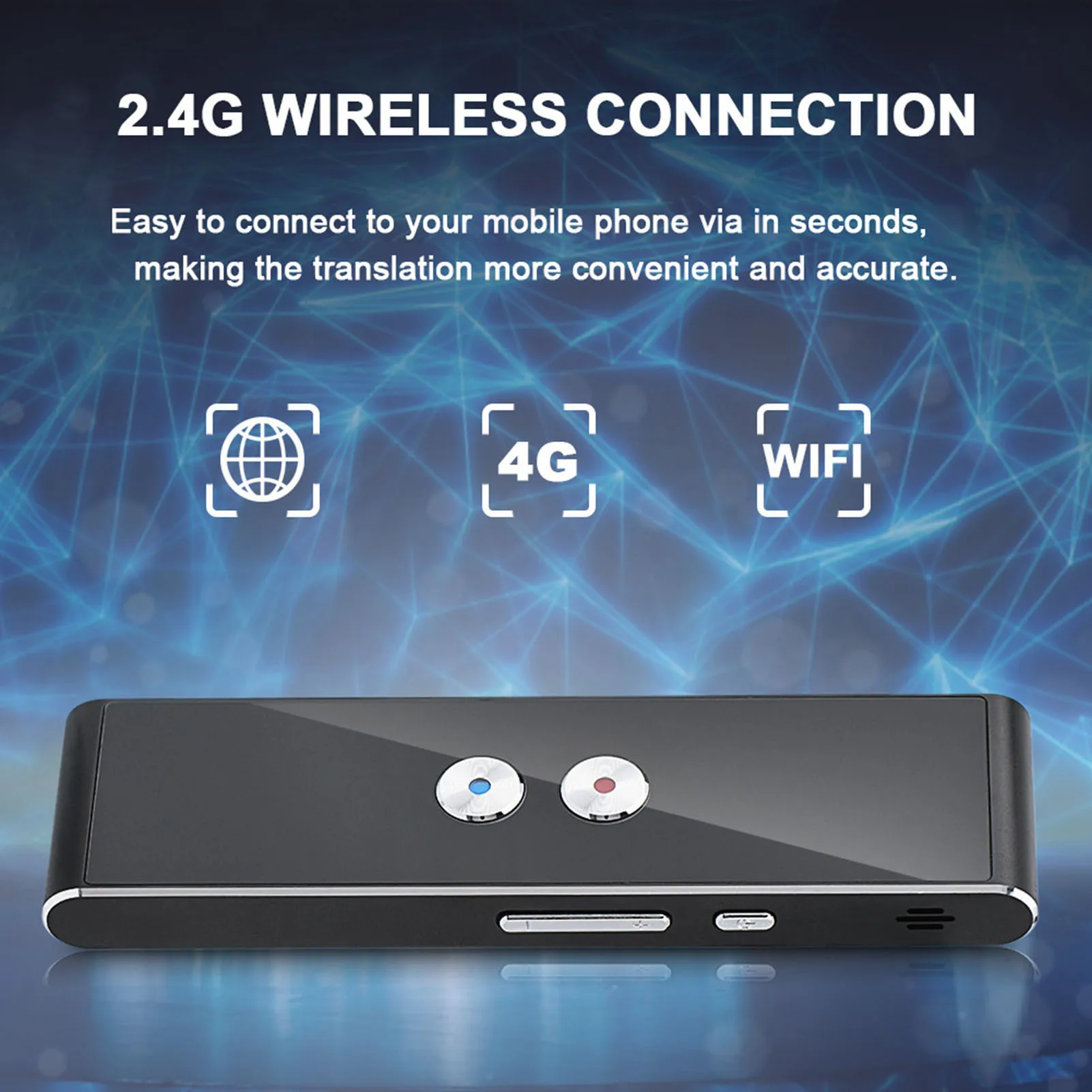 Bluetooth 2.4G Smart Pocket Interpreter Intelligent Real Time Speech Multilingual Translator Travel Translator Voice