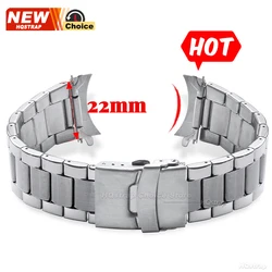 Sleek Silver Stainless Steel Universal Wristband Bracelet (22mm Curved End band)