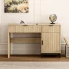 47" Fluted Executive Desk, Modern Wood Home Office Desk with Charging Station, Drawer & Cabinet, Computer Writing Desk for Work 5