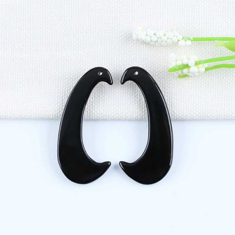 

Handmade Jewelry Natural Stone Obsidian Earring Bead Accessories For Women New 46x21x4mm 8.1g