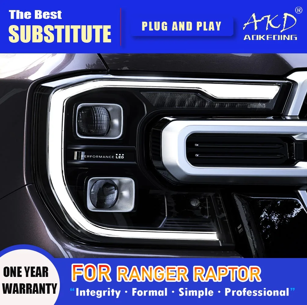 Akd Head Lamp Per Ford Ranger Raptor T9 Led Headlight 2023 Fari Ranger Drl Indicatori Di Direzione Proiettore Angel Eye Abbagliante