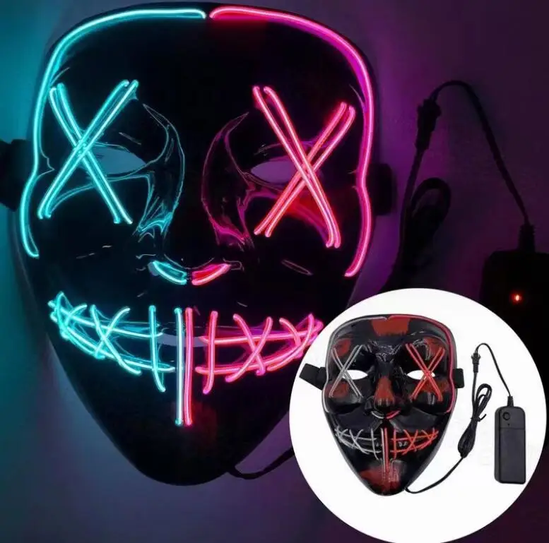 Dual color luminous mask LED party horror mask nightclub ghost face luminous mask