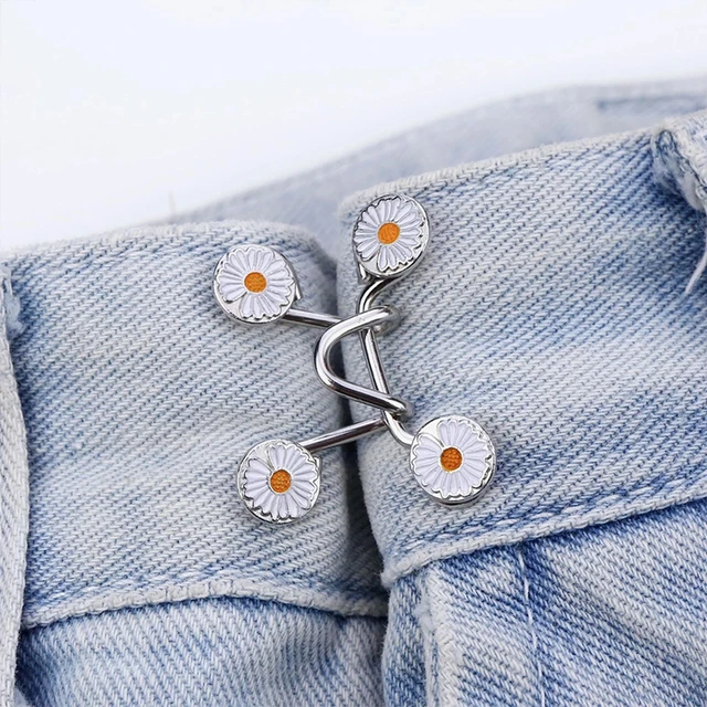 1Pair Camellia Flower Pants Button Tightener Alloy Waist Buckle Adjustable Jean  Buttons for Loose Jeans Clothing Accessories - AliExpress