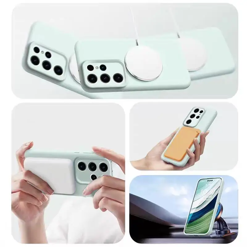 Luxury Magnetic Liquid Silicone Case - Soft Skin Fluffy Protective Cover
