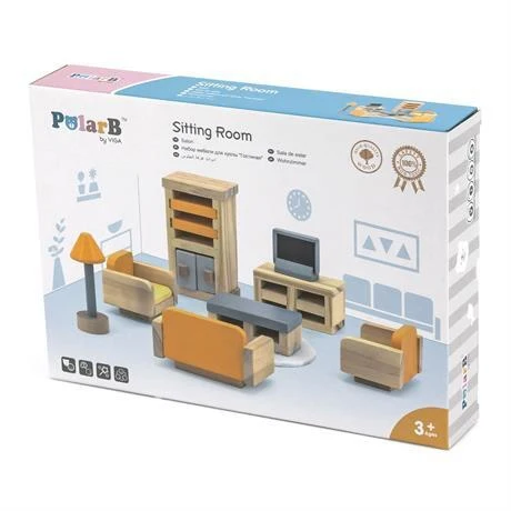 Viga Toys Деревянная мебель для кукол PolarB Гостиная в коробке 44037 |