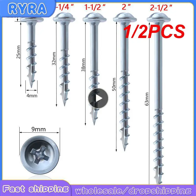 

1/2PCS Pocket Hole Screws 25-63mm Coated Cross Self Tapping Screw ST4 Drive Screw for Pocket Hole Jig System