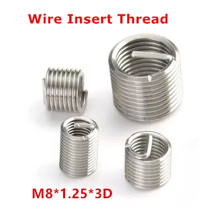100pcs M8*1.25*3D Wire Thread Insert , M8 Screw Bushing , stainless ...