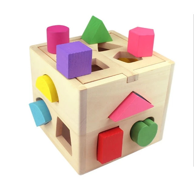Wooden cube toy cube puzzle baby plug-in box wooden toy motor skills learning toy 5