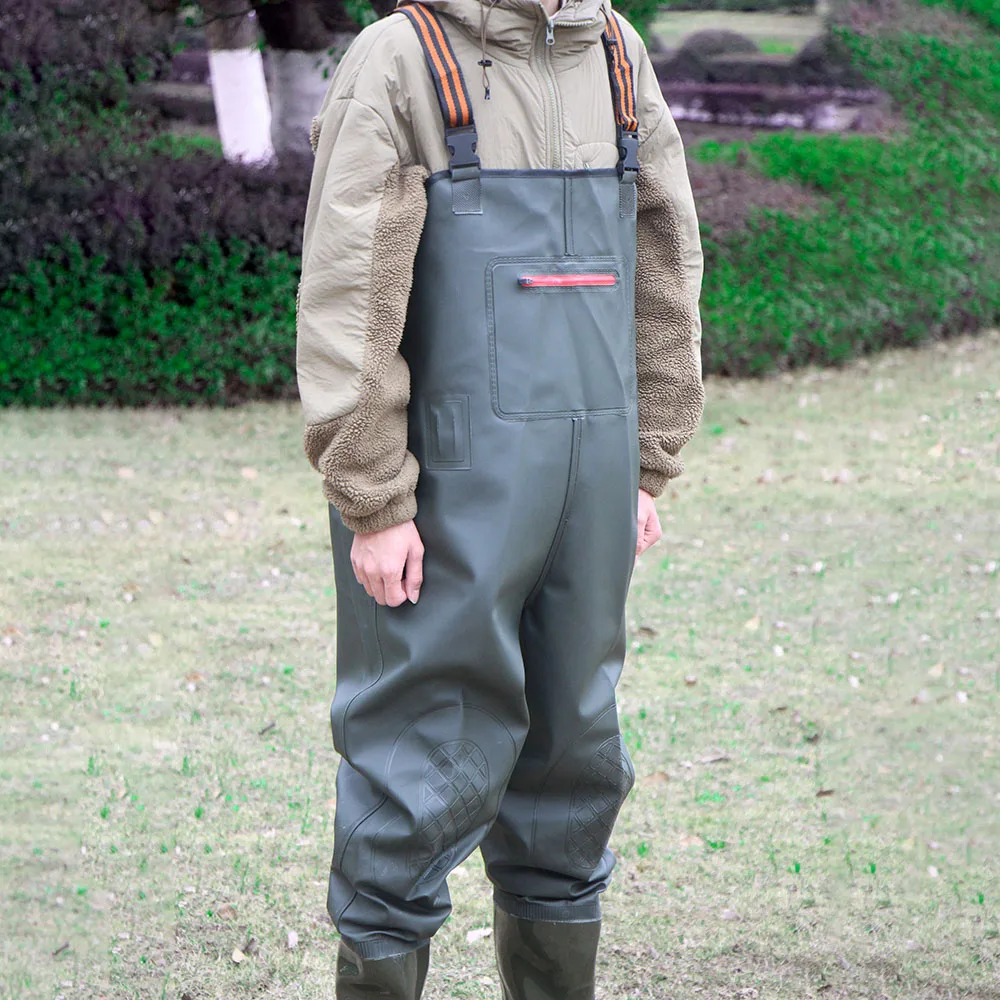 Waterproof Waders Pants With Boots Knee Pads Adult Men Women Thicken Lightweight Fishing Hunting Chest-Length Overalls Trousers