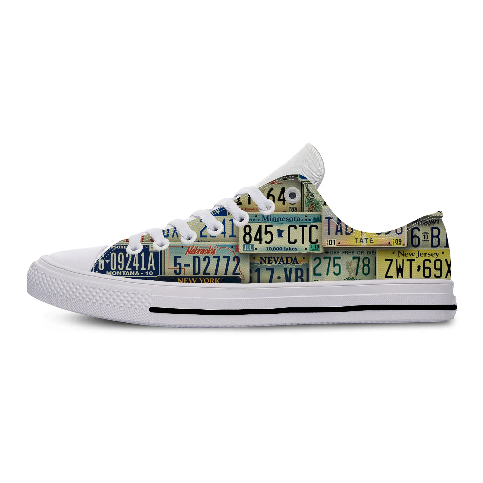 Hot Summer License Car Plate Number Vintage Fashion Lightweight Summer Classic Canvas Shoes Men Women Casual Breathable Sneakers