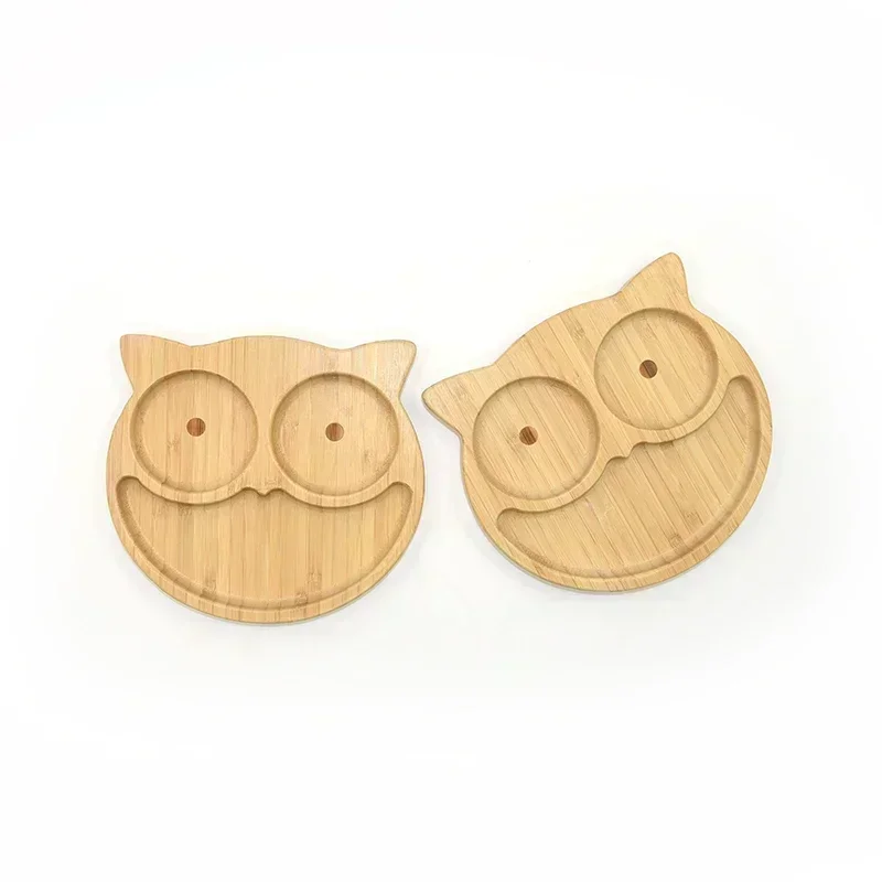 Baby Frog Wooden Dinner Plate Baby Feeding Bowl Children Feeding Tableware With Silicone Suction Cup Wooden Cartoon Dinner Plate 6