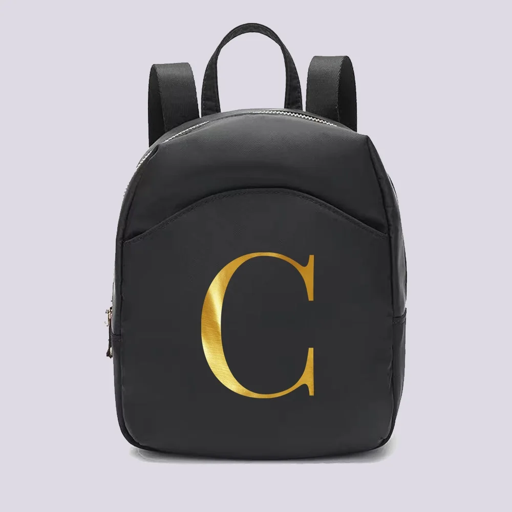 Small Backpacks Women Fashion 26 Letter Printing Female Mini School Bags Black Rucksack for Girls 2022 New Casual Backpack