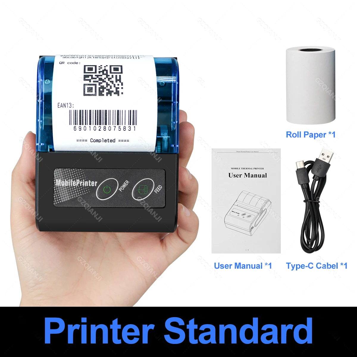 Портативний міні-термічний принтер 2-дюймовий Bluetooth USB-принтер квитанцій з друкованим папером 58x30 мм для ресторану Android