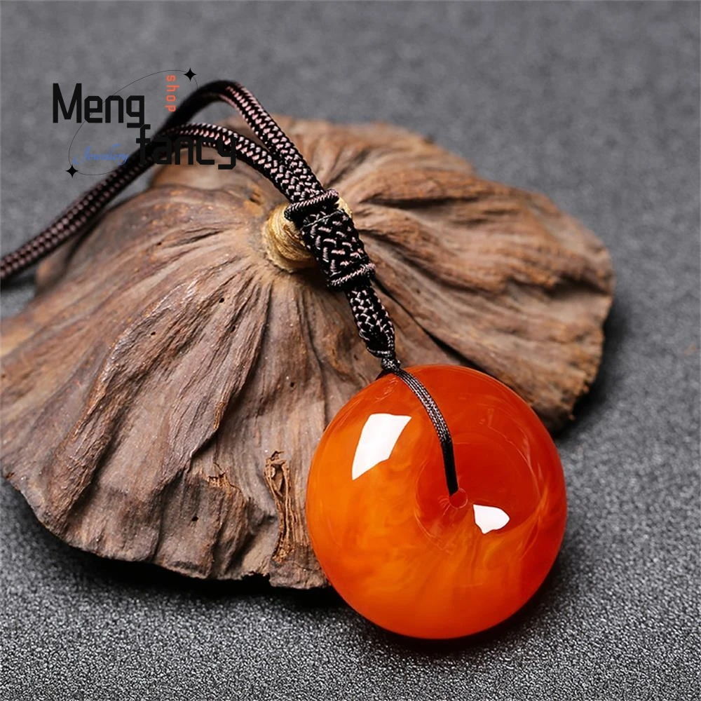 Natural Amber Beeswax Peaceful Buckle Four Seasons Peace Pendant Exquisite Fashion Luxury Fine Jewelry Best Selling Holiday Gift
