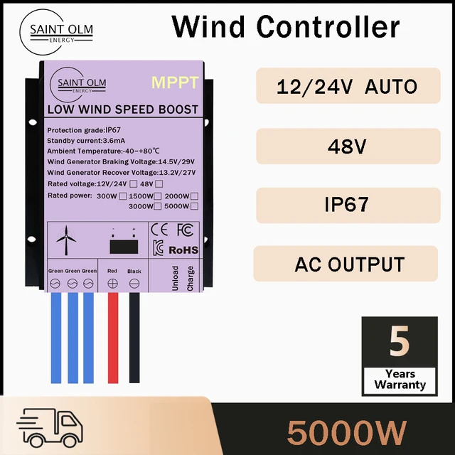 5000W ลม MPPT Controller สําหรับ 5000W กังหันลม 12V 24V อัตโนมัติ 48V MPPT ลม Charge Controller สําหรับเครื่องกําเนิดไฟฟ้ากังหันลมน้ํา 1