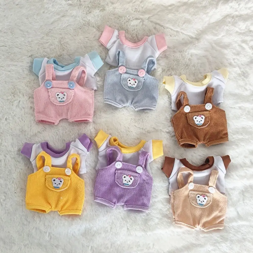 

1 Set Fashion T-shirt for 15cm/20cm Doll Clothes Doll Overalls Suit Casual Wears Jeans Overalls Pants 1/12 Dolls Accessories