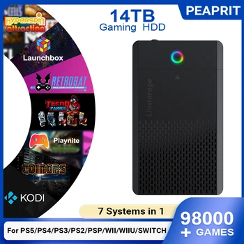 HDD da gioco PEAPRIT da 14 TB con Hyperspin Launchbox Retrobat Playnite Coinops 98K+ Console per videogiochi retrò per PS5/PS4/PS3/SWITCH 1