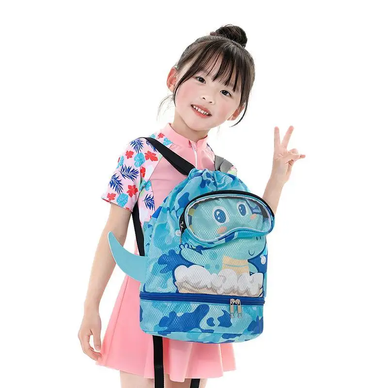 

Dry Wet Separation Drawstring Bags Kids Cartoon Backpack Swimmers Waterproof Beach Swimming Bags For Sports Traveling Fitness